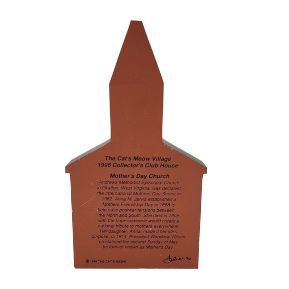 Cat's Meow Village Mother's Day Church 1996 Collectors Club Houses - Picture 2 of 4